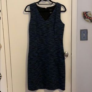 Ann Taylor navy and black tweed boucle dress